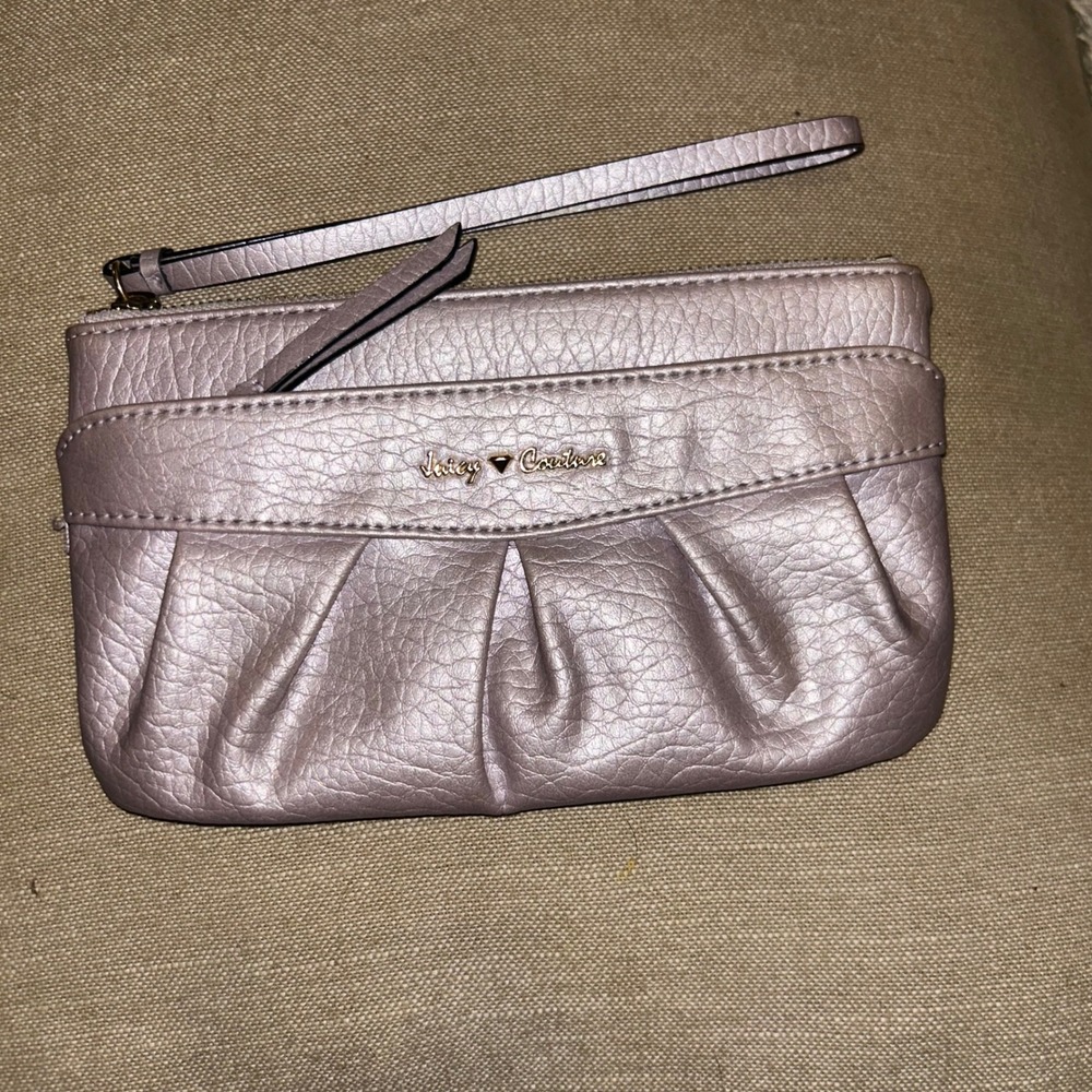 Juicy Metallic Mauve Wristlet Clutch Y2K McBling Girly Glam Zip Wallet Purse